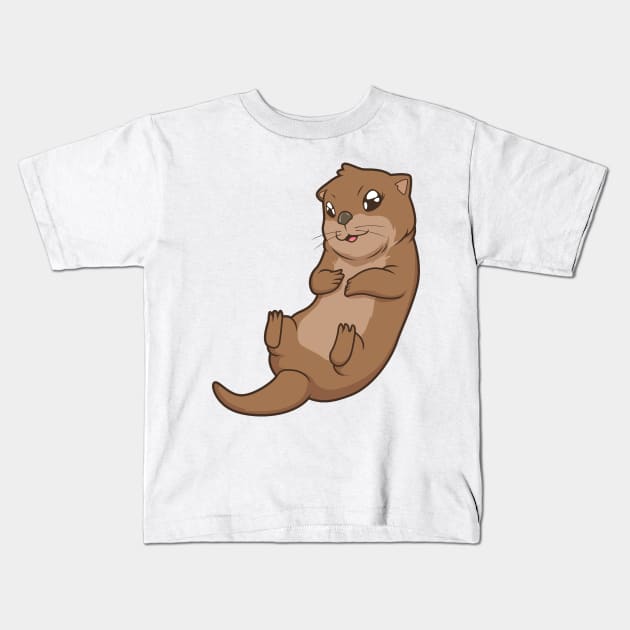 Kawaii sea otter Kids T-Shirt by Modern Medieval Design